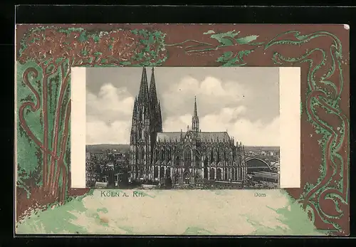 Passepartout-Lithographie Köln a. Rh., Blick auf den Dom