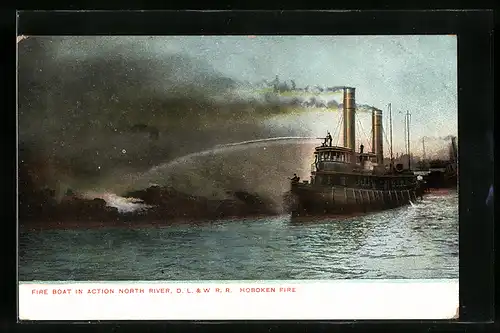AK Hoboken Fire, Fire Boat in Action, Löschschiff der Feuerwehr