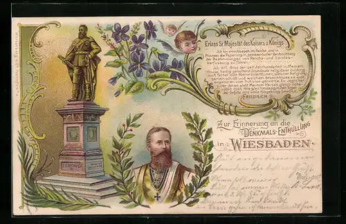 Lithographie Wiesbaden, Denkmals-Enthüllung