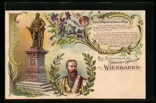 Lithographie Wiesbaden, Denkmals-Enthüllung