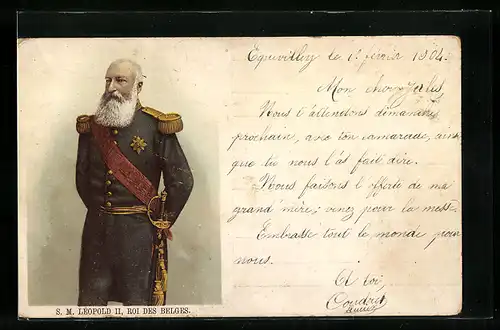 Künstler-AK S. M. Leopold II, Roi des Belges, Leopold II in Uniform