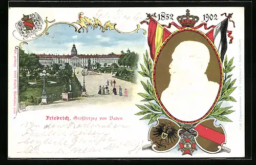AK Karlsruhe, Schloss, Friedrich Grossherzog von Baden 1852-1902