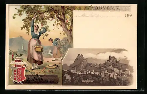 Lithographie Sion, Panorama, Reklame für Suchard
