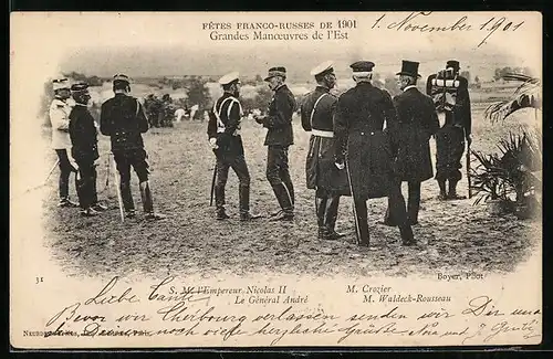 AK Zar Nikolaus II. von Russland besucht ein Manöver 1901, Grand Manoeuvres de l`Est