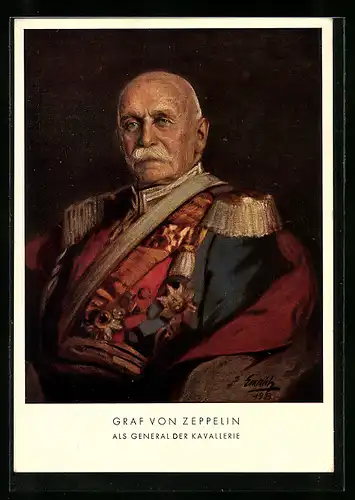 AK Konstanz, Zeppelinpost-Ausstellung 1938, Portrait Graf Zeppelin in Paradeuniform mit Epauletten