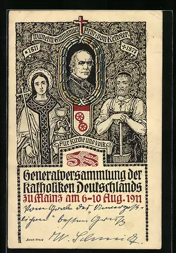 AK Mainz, Generalversammlung der Katholiken Deutschlands 1911, Porträt W. E. F. von Ketteler
