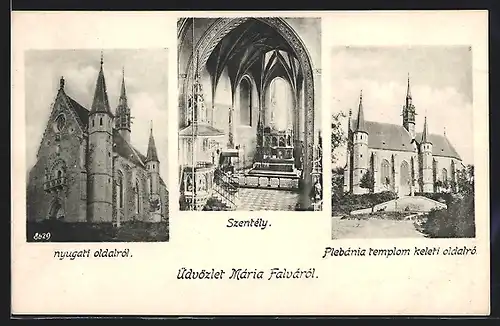 AK Maria Falvarol, Innen- und Aussenansicht der Kirche