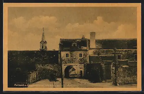 AK Purbach a. Neusiedlersee, Ortspartie an der Kirche