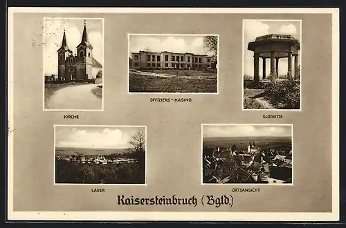 AK Kaisersteinbruch, Offiziers-Kasino, Gloriette und Kirche