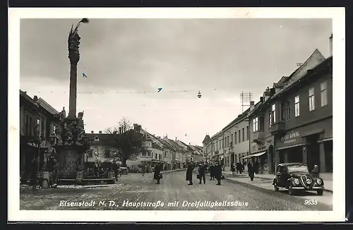 AK Eisenstadt, Hauptstrasse mit Dreifaltigkeitssäule
