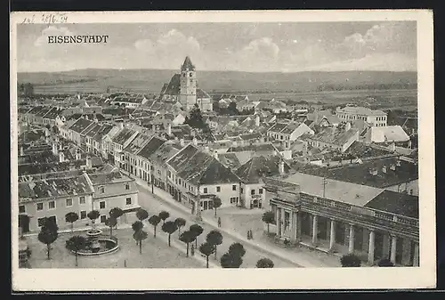 AK Eisenstadt, Teilansicht mit Kirche und Strassenpartie