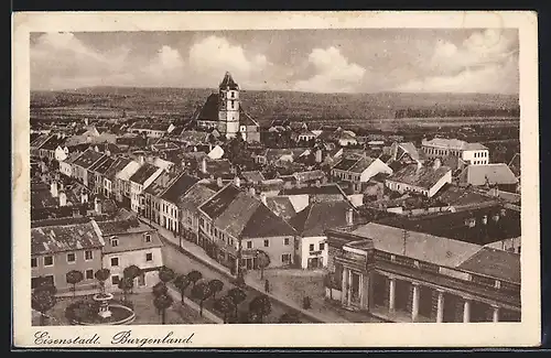 AK Eisenstadt, Ortspartie von oben gesehen