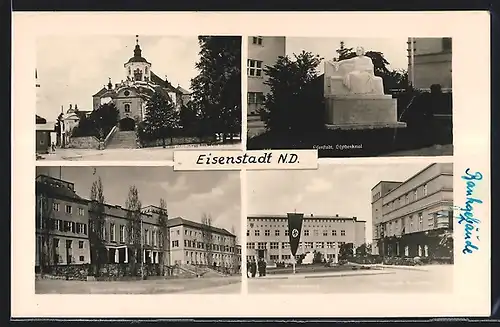 AK Eisenstadt /N.-D., Landhaus, Krankenkasse mit , Lisztdenkmal