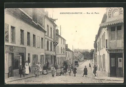 AK Guignes-Rabutin, Rue de Paris, Strassenpartie
