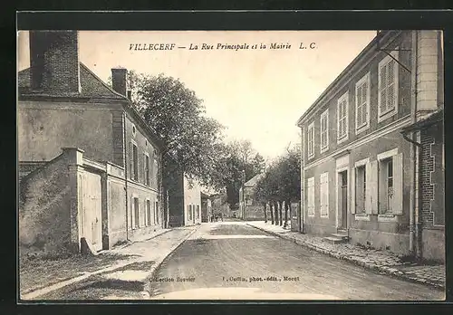 AK Villecerf, La Rue Principale et la Mairie