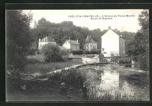 AK Crécy-la-Chapelle, L'Ecluse du Vieux Moulin Route de Sigeaux