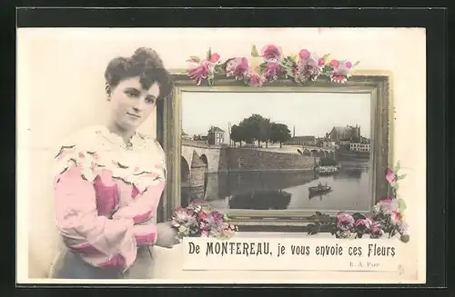AK Montereau, je vous envoie ces Fleurs