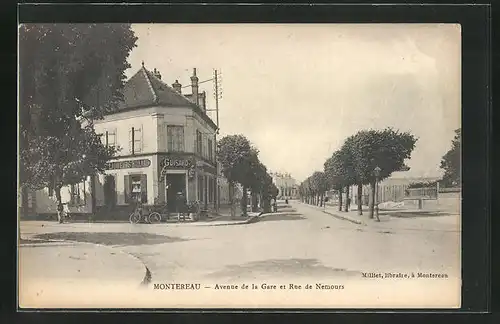 AK Montereau, Avenue de la Gare et Rue de Nemours