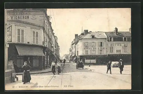 AK Melun, Grande-Rue Saint-Etienne, Gros & Detail Vigneron