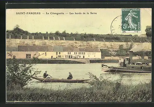 AK Saint-Fargeau, la Citanguette, les bords de la Seine