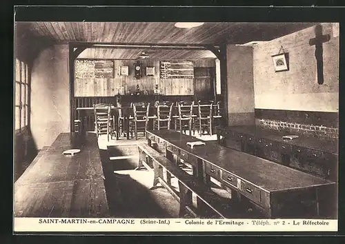 AK Saint-Martin-en-Campagne, Colonie de l`Ermitage, le Refectoire