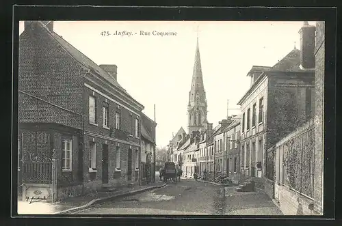 AK Auffay, Rue Coquesne, vue sur Eglise