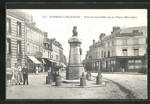 AK Forges-Les-Eaux, Vue d'ensemble de la Place Brevière