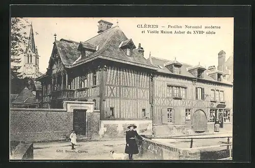 AK Cléres, Pavillon Normand moderne et Vieille Maison Auber