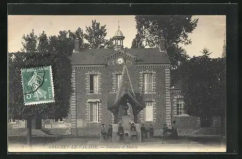 AK Gruchet-le-Valasse, Fontaine et Mairie