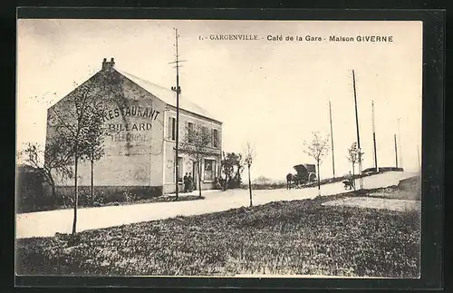 AK Gargenville, Cafe de la Gare - Maison Giverne