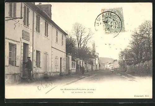AK La Queue-lez-Yvelines, Le Bureau de Poste, Strassenpartie am Postamt