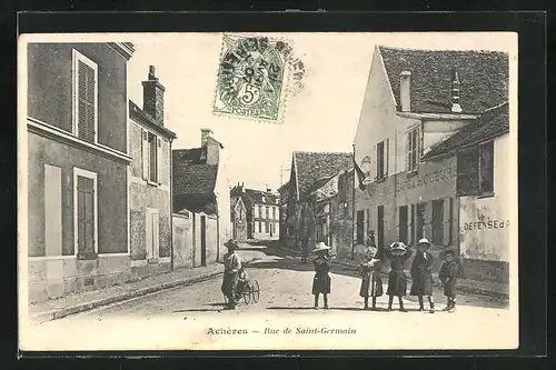 AK Achères, Rue de Saint-Germain, Strassenpartie