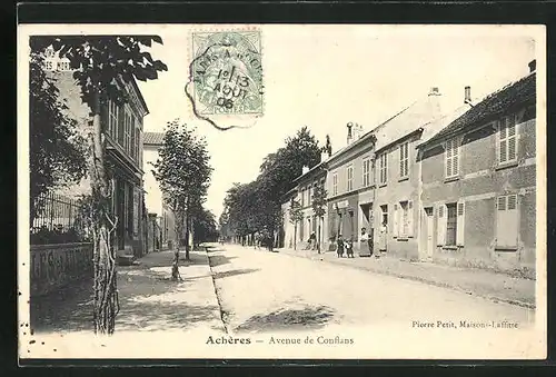 AK Achères, Avenue de Conflans, Strassenpartie