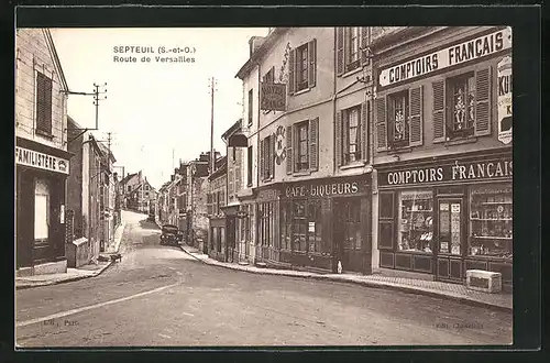 AK Septeuil, Route de Versailles, Strassenpartie