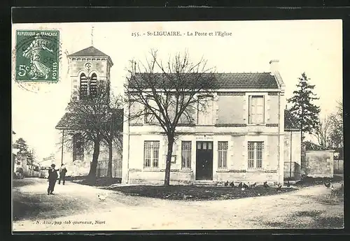 AK St-Liguaire, La Poste et l`Eglise