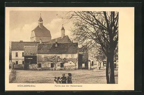 AK Mühlberg / Elbe, Partie aus der Hainstrasse