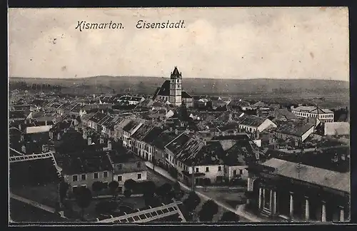 AK Eisenstadt-Kismarton, Panorama mit Kirche und Strassenpartie