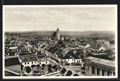 AK Eisenstadt, Teilansicht mit Kirche und Strassenpartie