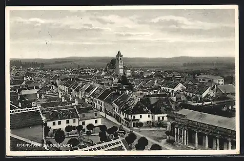 AK Eisenstadt, Panorama mit Kirche und Strassenpartie