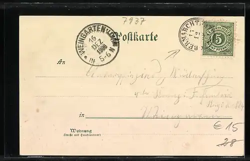 Mondschein-AK Obermarchtal, Ortsansicht mit Fernblick