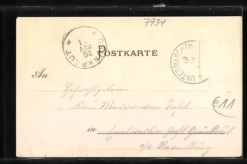 AK Untermarchthal, Ortsansicht mit Fluss und Bahnschienen