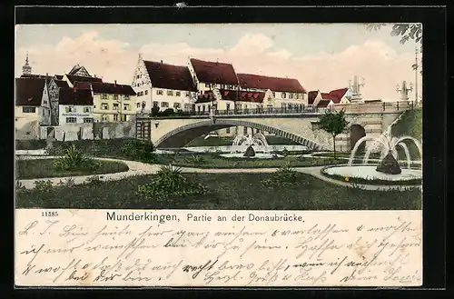 AK Munderkingen, Partie an der Donaubrücke