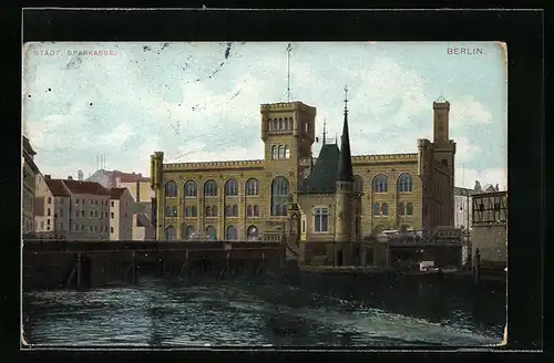 AK Berlin, städtische Sparkasse am Mühlendamm