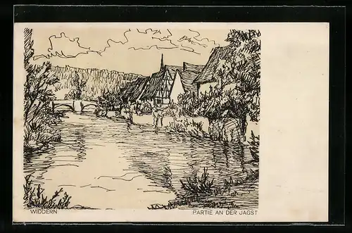 Künstler-AK Widdern, Partie an der Jagst
