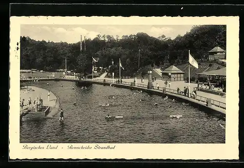 AK Remscheid, Strandbad mit Badegästen aus der Vogelschau