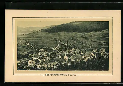AK Vöhrenbach, Ortsansicht mit Fernblick aus der Vogelschau