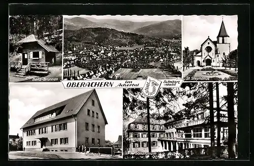 AK Oberachern, Benz-Brunnen, Sanatorium, St. Stephanus