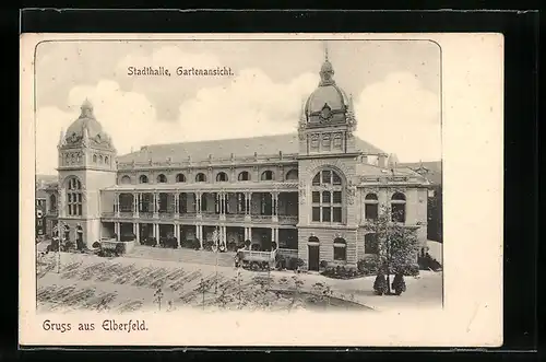 AK Elberfeld, Stadthalle, Gartenansicht