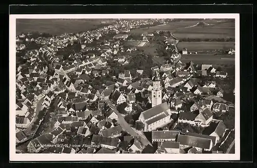 AK Langenau /Württ., Ortsansicht vom Flugzeug aus