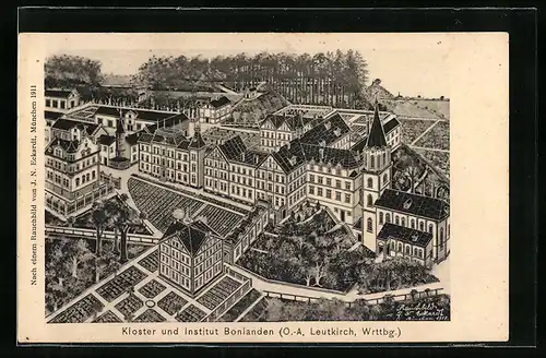 Künstler-AK Bonlanden bei Leutkirch /Württ., Kloster und Institut Bonlanden